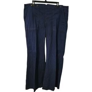 Pilcro Navy Blue Wide Leg Chino with Button Detail 20W